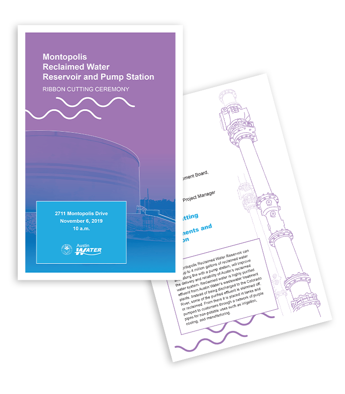 Ribbon cutting ceremony for a new reclaimed water reservoir and pump station in Montopolis